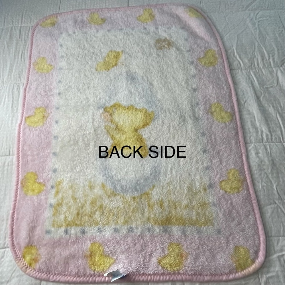 Baby Mink Duck In Egg Baby Blanket Soft Pink Throw 42 x 31 VTG - Picture 8 of 12